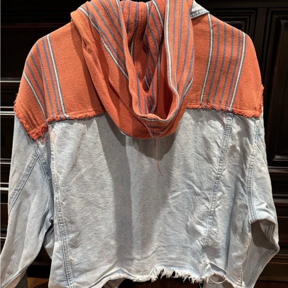 Free People Baja Mixed Media Hooded denim Jacket - Picture 8 of 11